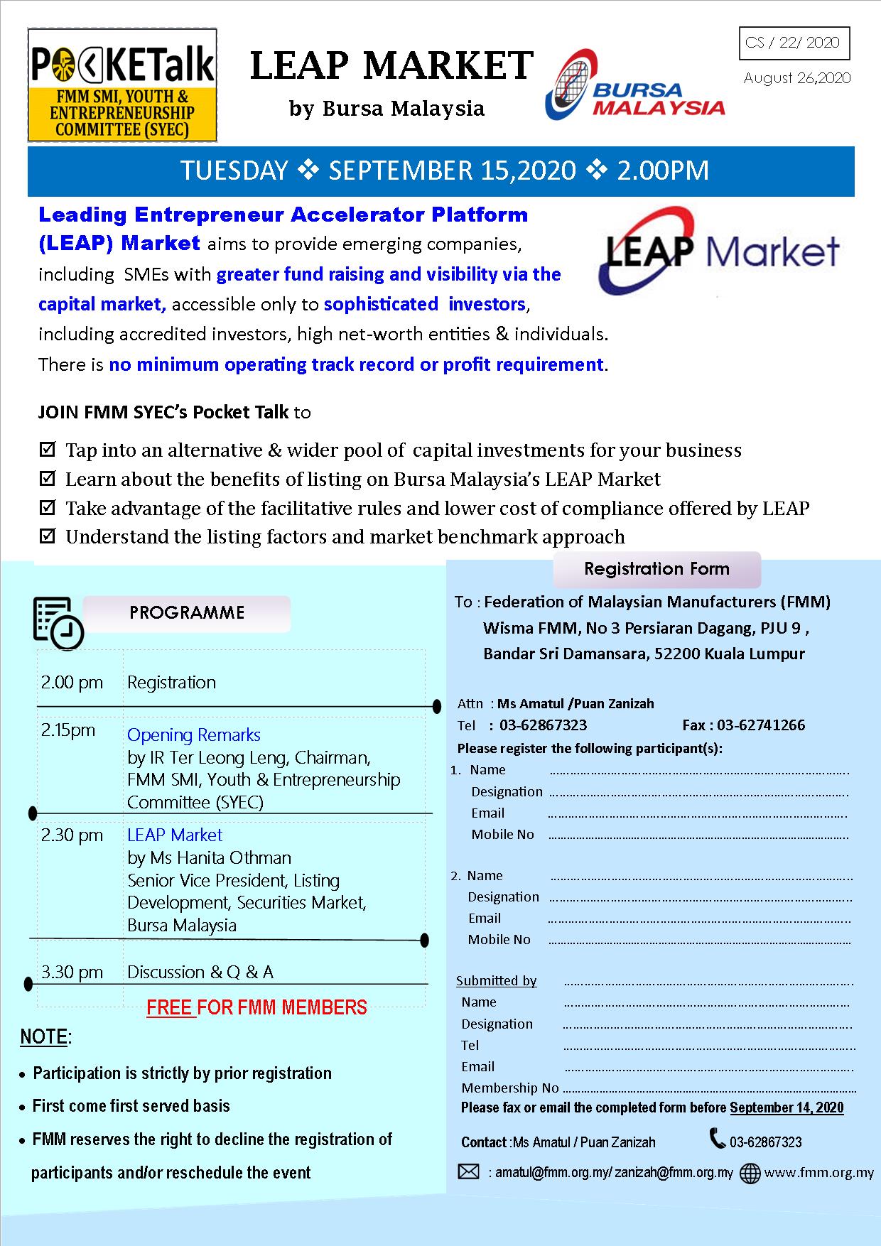 Fmm Pocket Talk On Leap Market By Bursa Malaysia