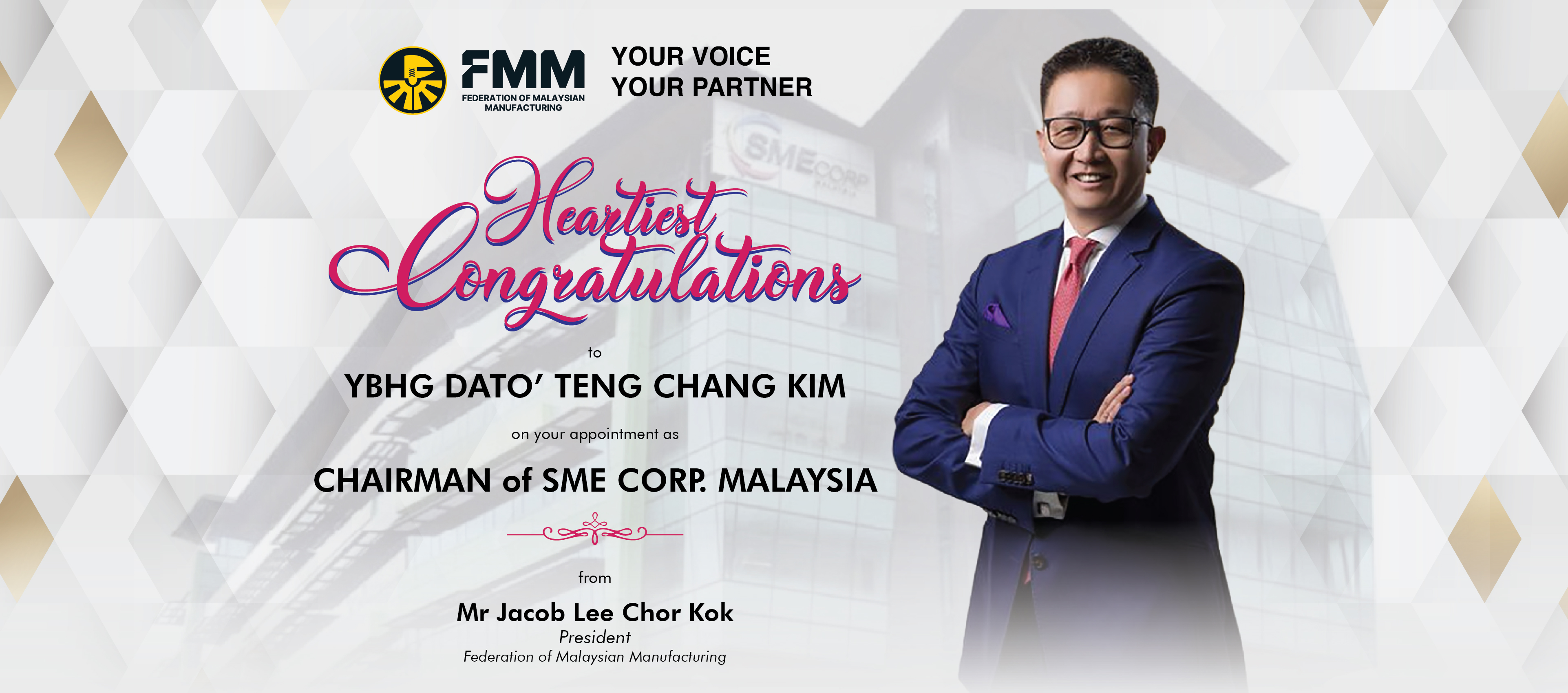 Congratulations - SME CORP CHAIRMAN 