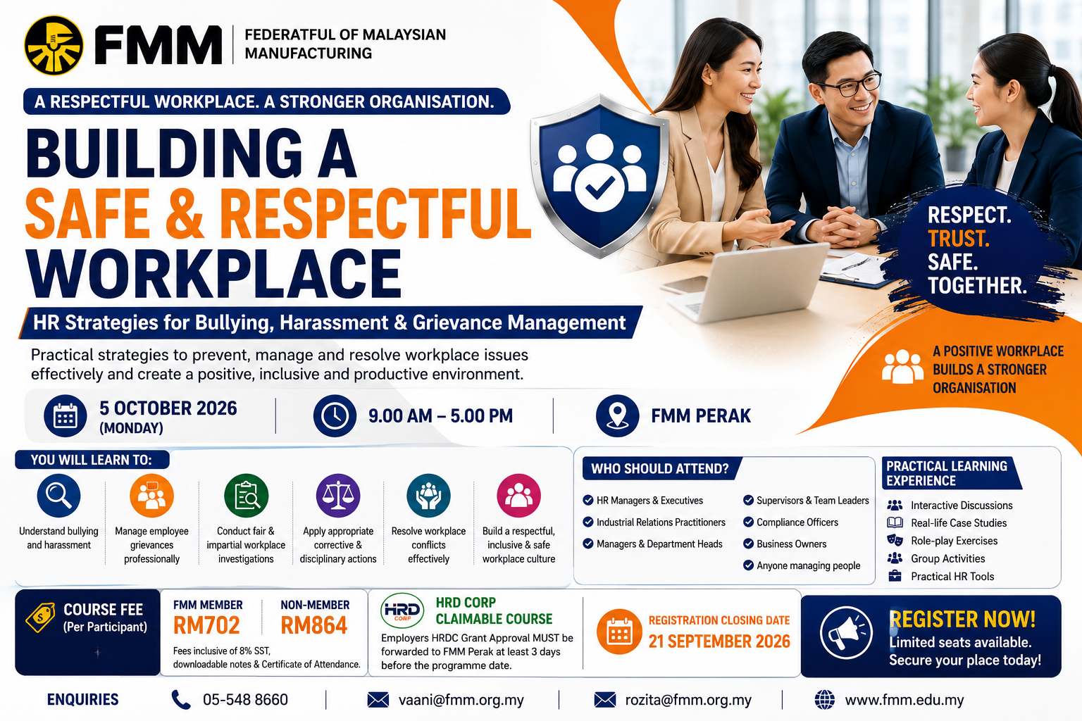 FMM Workshop on Building a Safe and Respectful Workplace: HR Strategies for Bullying, Harassment & Grievance Management